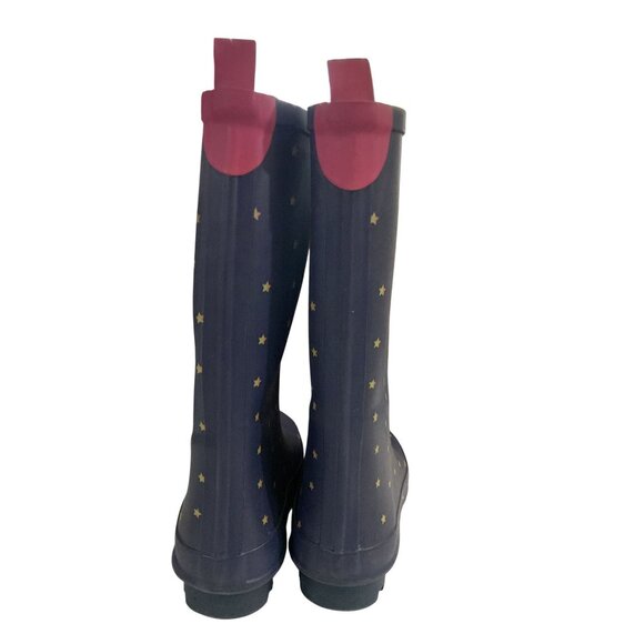 Cat & Jack big Kids size 3 Navy Star Print knee high rubber Rain Boots shoes - Picture 3 of 7